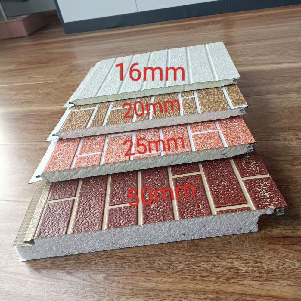 Cross section of a metal carved insulated wall panel