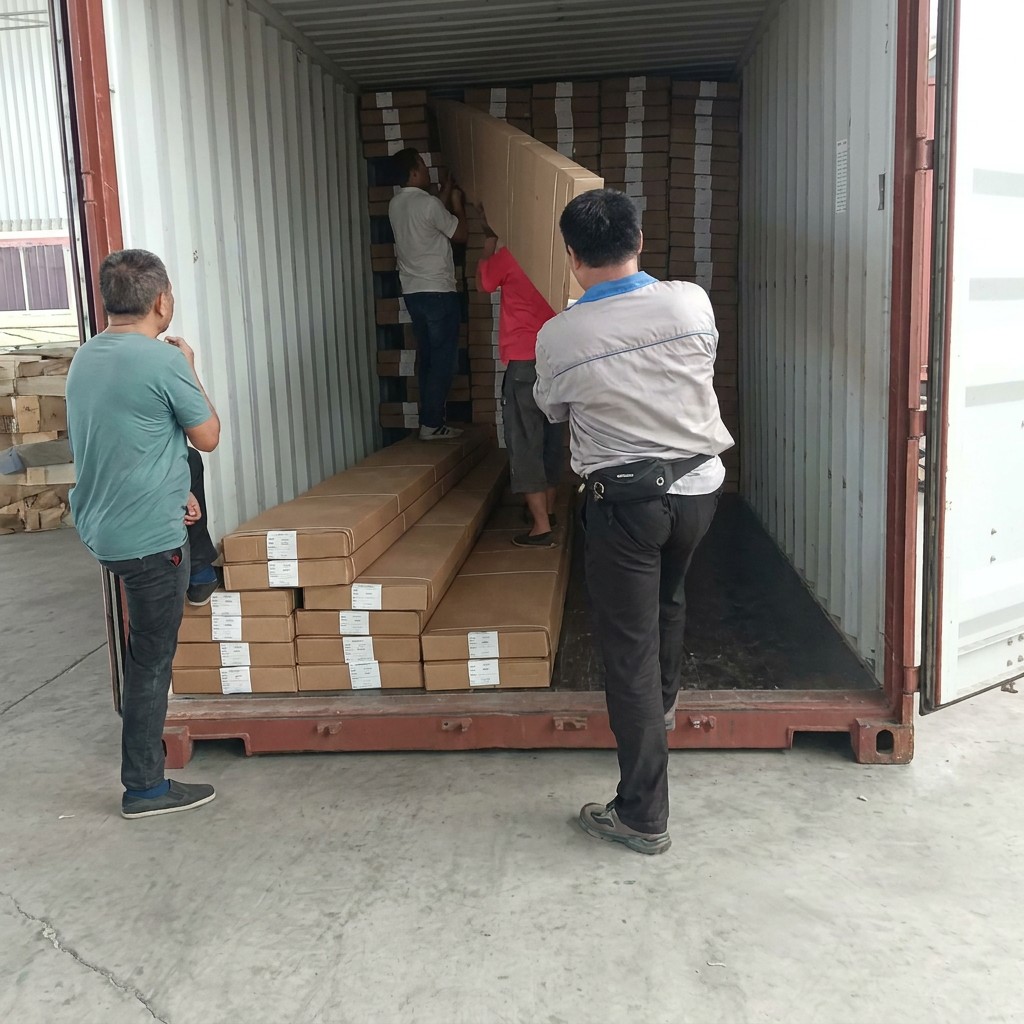 Metal carved panels packed for international shipment